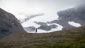 Drangajokull Glacier - A scene from Kaldalon. Drangajokull glacier in the distance.