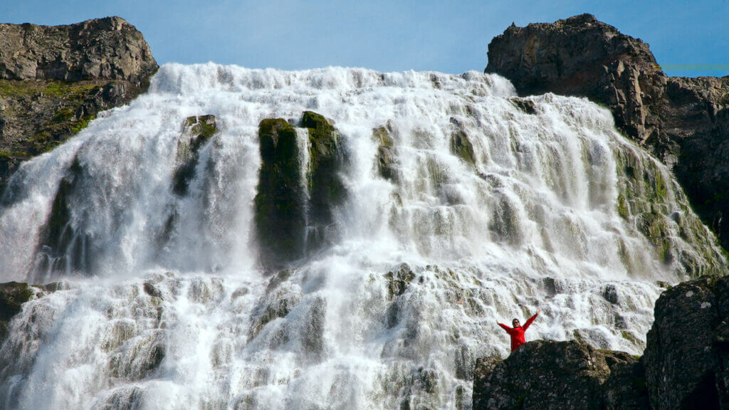 Dynjandi Waterfall top tier close up